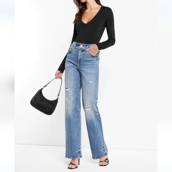 Express Black body contour compression v-neck bodysuit - Picture 4 of 4